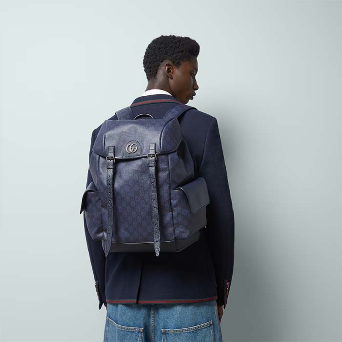 G*u*i unisex ophidia gg medium backpack blue black gg supreme canvas double g