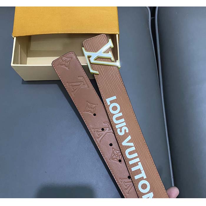 Louis Vuitton Unisex LV Initials 40 MM Reversible Belt Tan Brown Epi XL Cowhide Leather