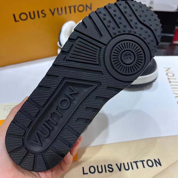 Louis Vuitton Unisex LV Trainer Maxi Sneaker Black Mix Materials Textile Laces Signature Rubber