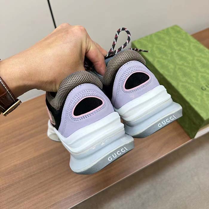 G*u*i unisex gg run sneaker lilac suede interlocking g bi-color rubbe low heel
