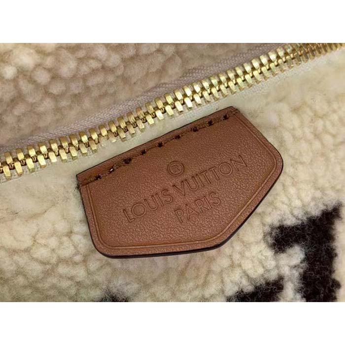 Louis Vuitton LV Unisex Bumbag Cream Brown Shearling Cowhide-Leather Textile Lining