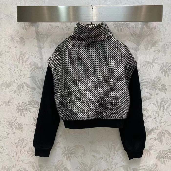G*u*i gg women bouclé wool jacket interlocking g high neck dropped shoulder