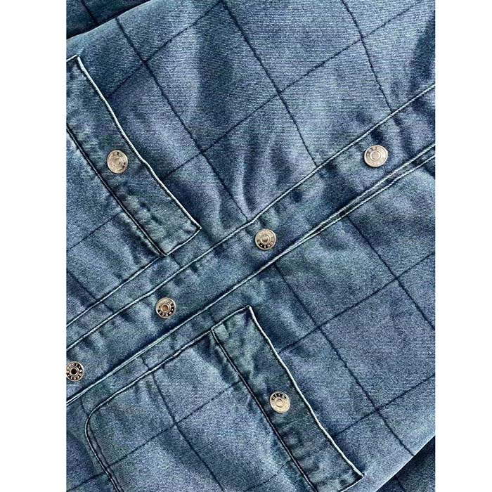 G*u*i men gg reversible denim jacket camel ebony gg canvas reversible collarless dropped shoulder