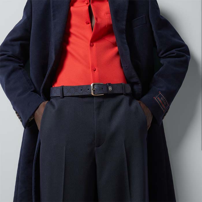 G*u*i unisex gg belt interlocking g detail blue dark blue gg supreme square buckle