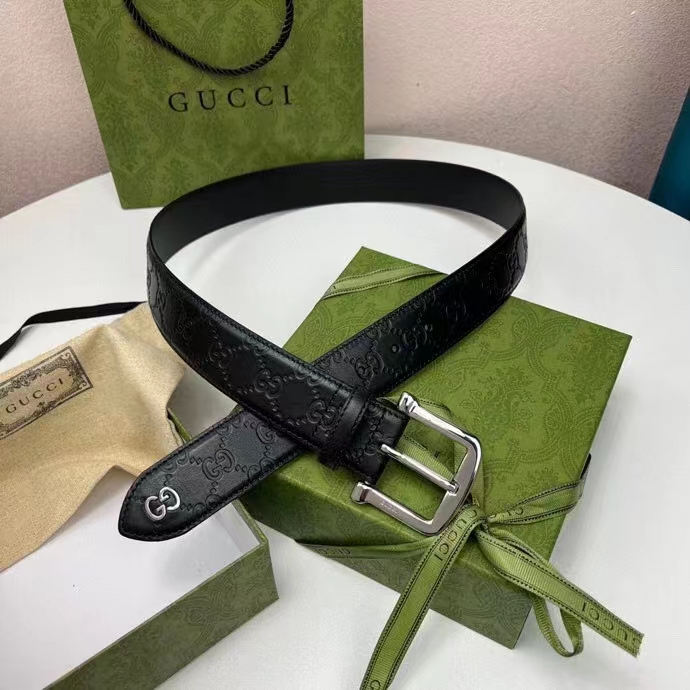 G*u*i unisex gg G*u*i signature belt gg detail black square buckle metal 3.8 cm width