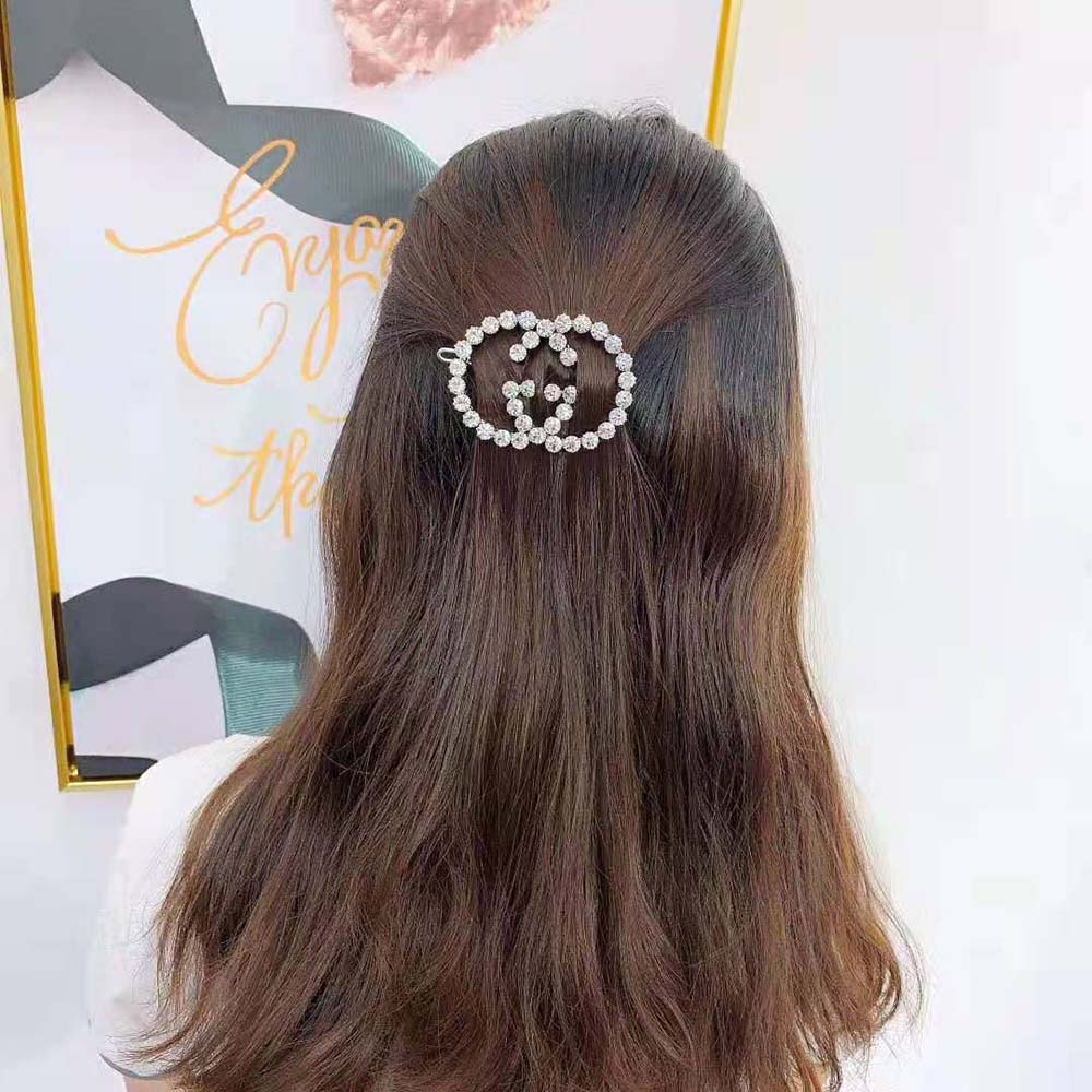 G*u*i women crystal interlocking g hair clip