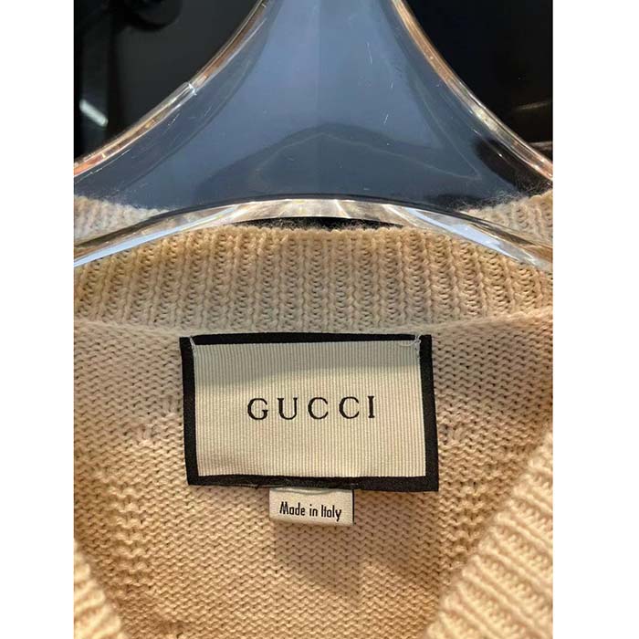 G*u*i men gg wool sweater cream crewneck dropped shoulder long sleeves