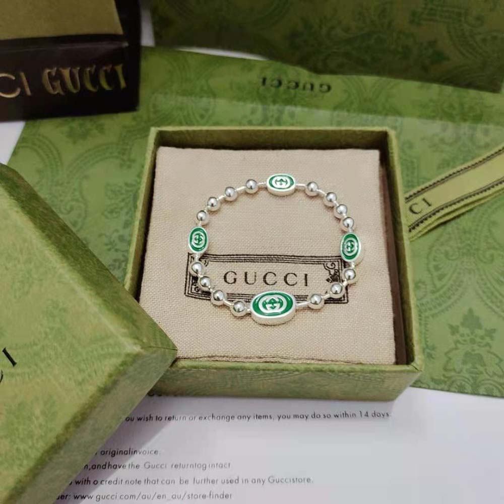 G*u*i women interlocking g boule chain bracelet