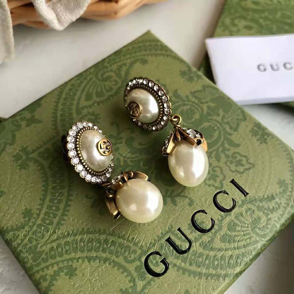 G*u*i women interlocking g pearl earrings