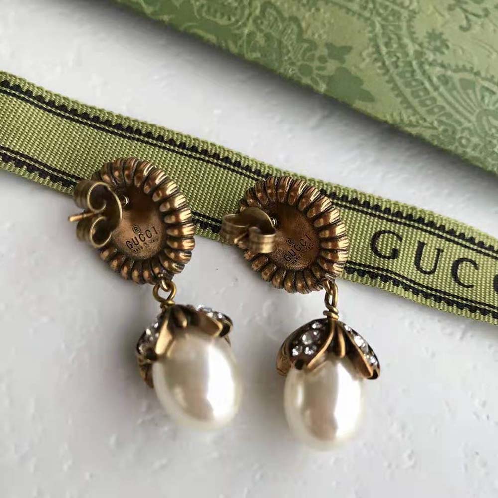 G*u*i women interlocking g pearl earrings