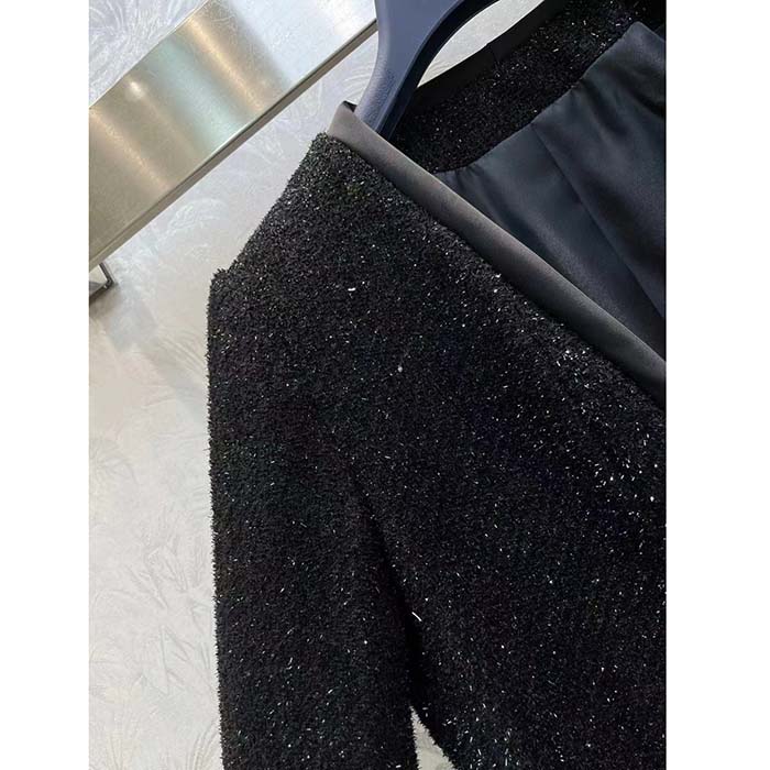 Louis Vuitton LV Men Scuba Trim Tweed Jacket Wool Black Regular Fit