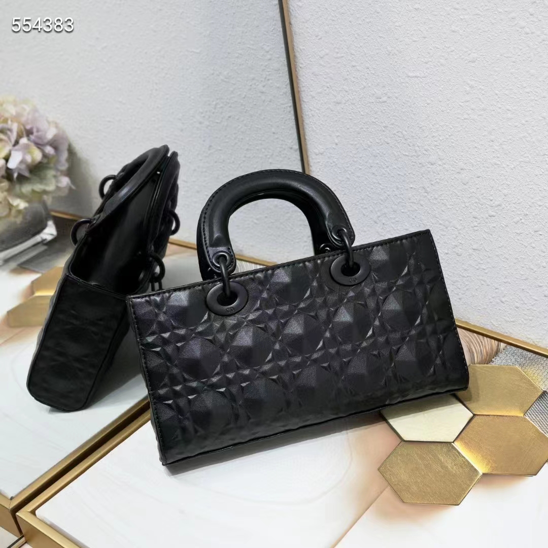 dior women cd medium lady d-joy bag black cannage calfskin Di*m*nd motif reference m0540snea_m900