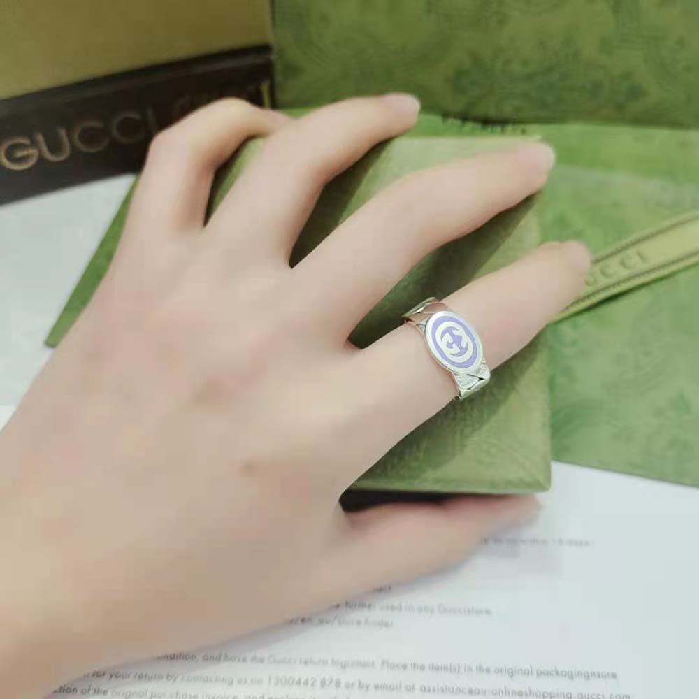 G*u*i unisex interlocking g enamel ring