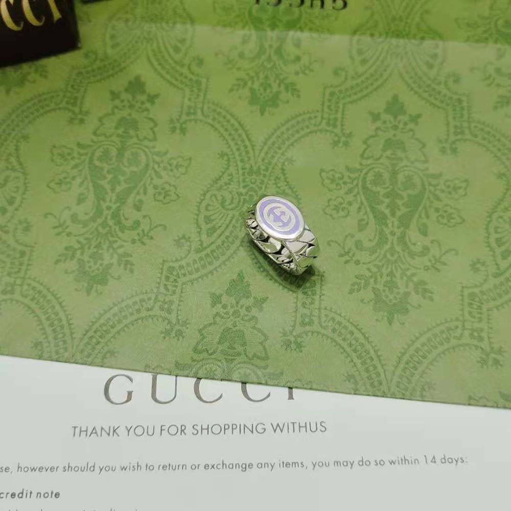 G*u*i unisex interlocking g enamel ring