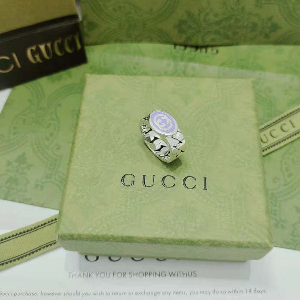 G*u*i unisex interlocking g enamel ring