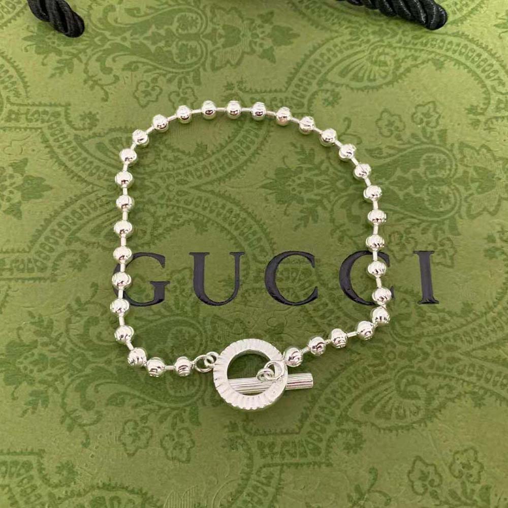 G*u*i unisex silver boule chain bracelet