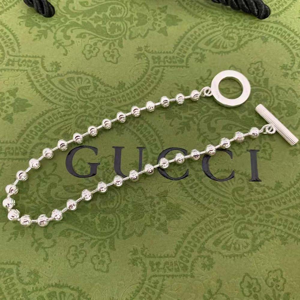 G*u*i unisex silver boule chain bracelet