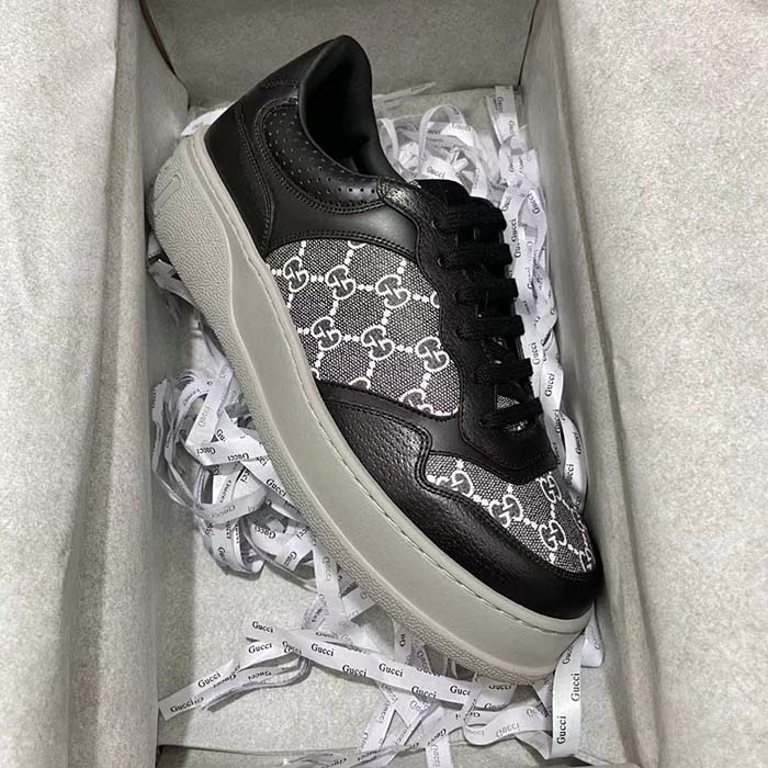G*u*i unisex gg sneaker black grey supreme canvas mid-heel