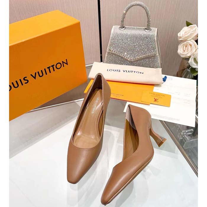 Louis Vuitton LV Women Sparkle Pump Brown Calf Leather Elasticized 6.5 Cm Heel