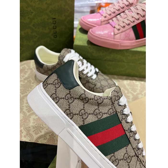 G*u*i unisex ace sneaker web beige gg supreme canvas low heel