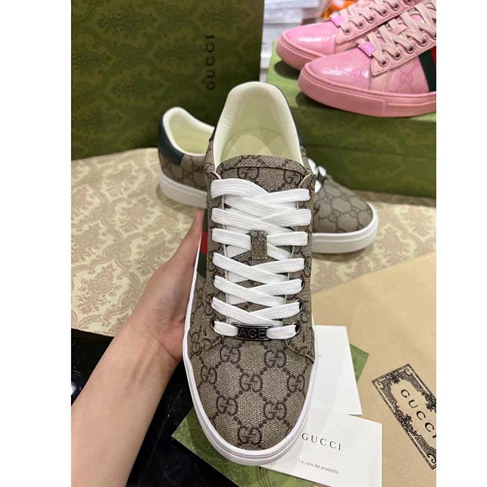 G*u*i unisex ace sneaker web beige gg supreme canvas low heel
