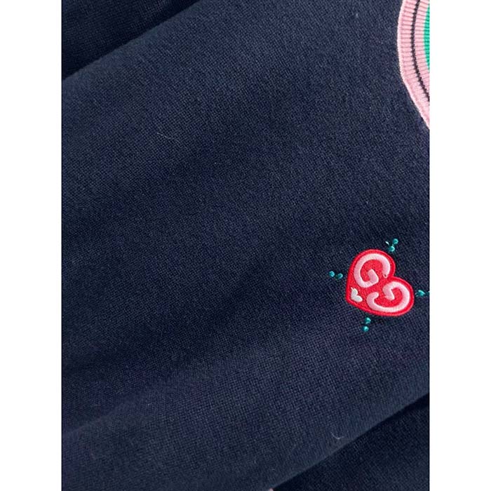 G*u*i women fine knit sweater embroidery gg heart round neck