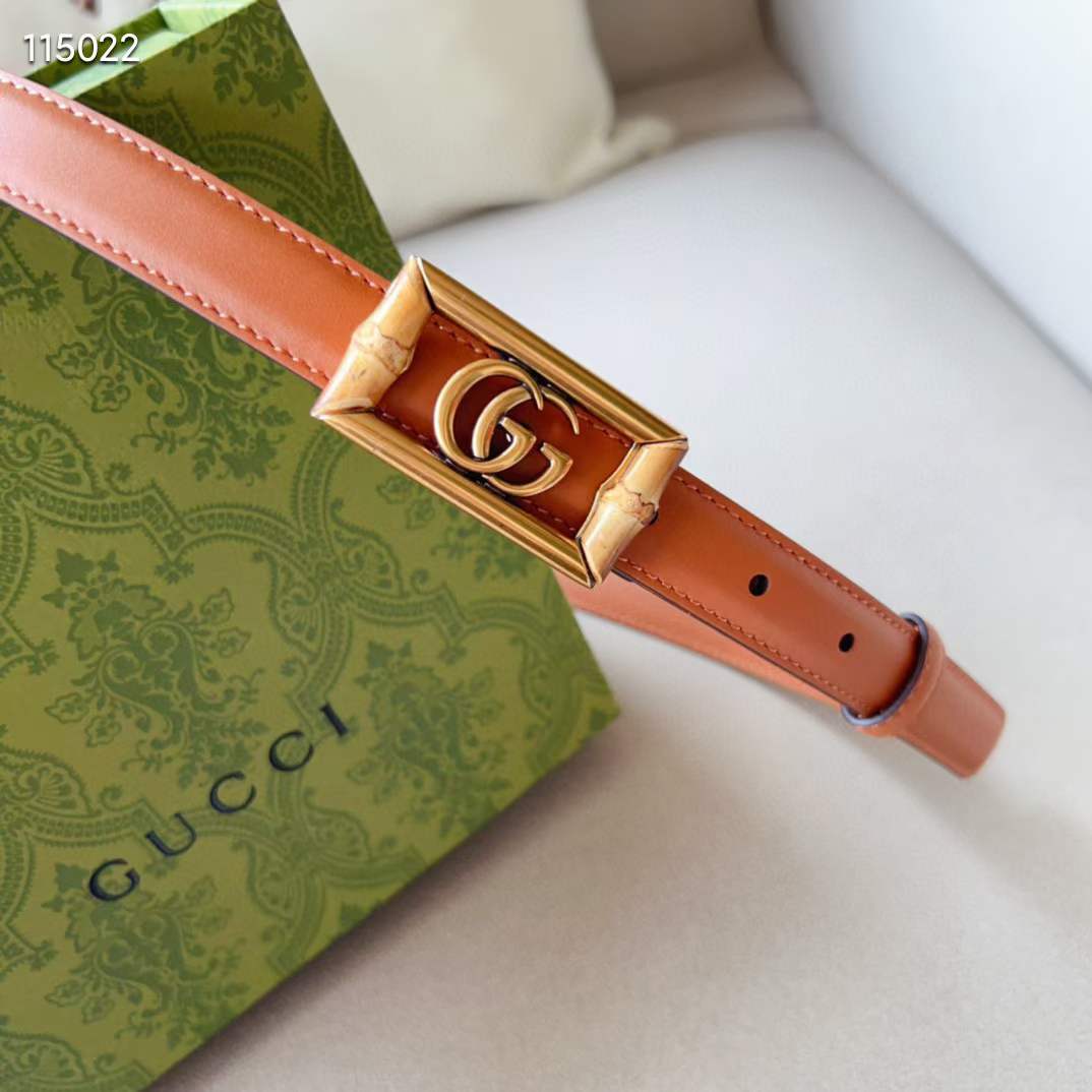 G*u*i unisex gg belt double g buckle bamboo cuir leather 1.8 cm width