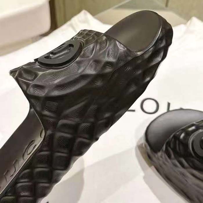 G*u*i unisex gg interlocking g slide sandal black textured rubber