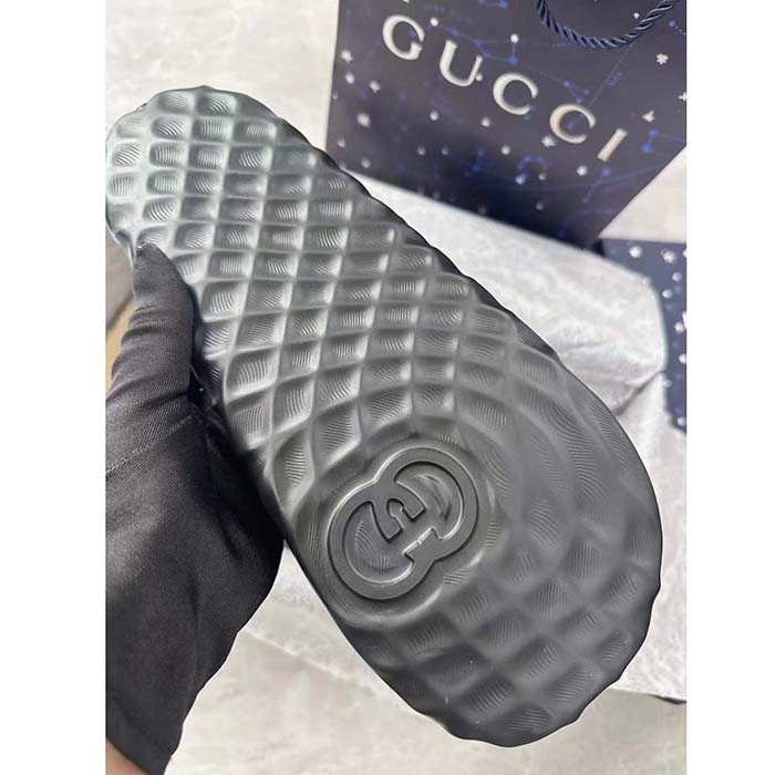 G*u*i unisex gg interlocking g slide sandal black textured rubber