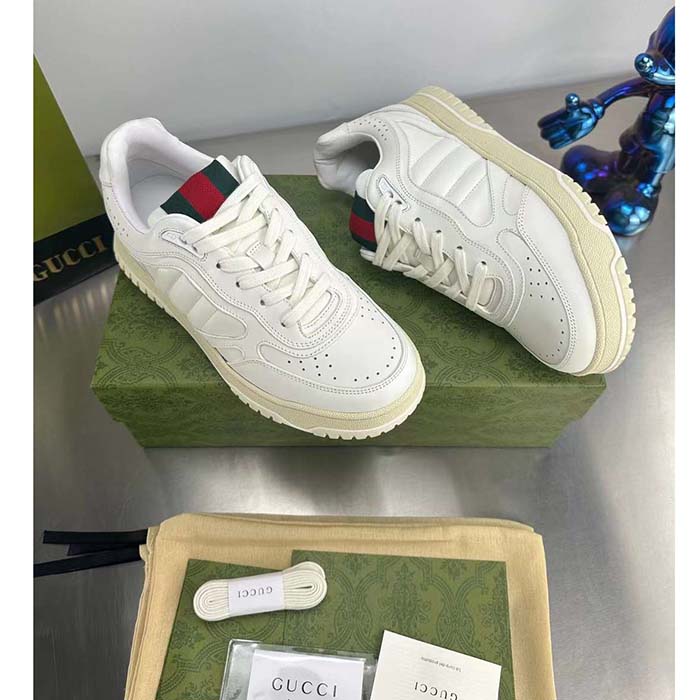 G*u*i unisex gg re-web sneaker white leather low 3 cm heel