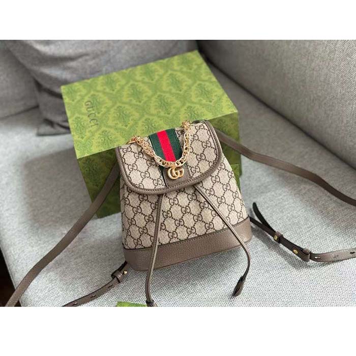 G*u*i unisex ophidia mini backpack beige ebony gg supreme canvas