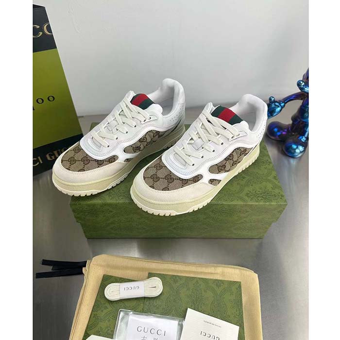 G*u*i unisex re-web sneaker beige ebony original gg canvas low 3 cm heel