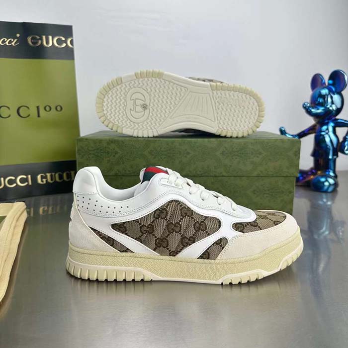 G*u*i unisex re-web sneaker beige ebony original gg canvas low 3 cm heel