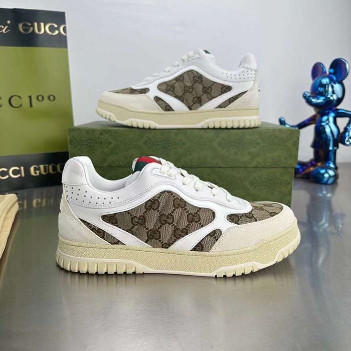 G*u*i unisex re-web sneaker beige ebony original gg canvas low 3 cm heel