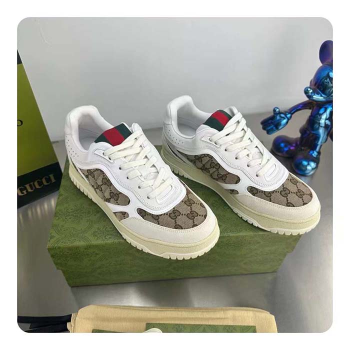 G*u*i unisex re-web sneaker beige ebony original gg canvas low 3 cm heel