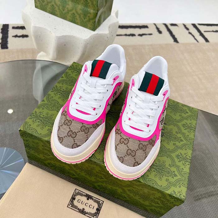 G*u*i unisex re-web sneaker beige ebony original gg canvas low heel