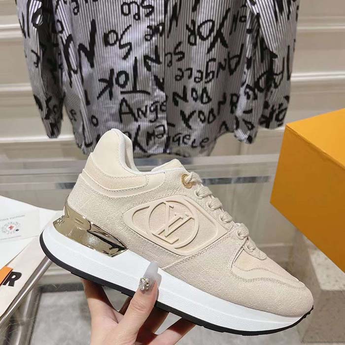 Louis Vuitton LV Unisex Neo Run Away Sneaker Light Beige Monogram Denim 1ACKV4