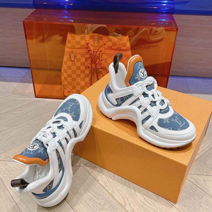 Louis Vuitton Women LV Archlight Sneaker Blue Monogram Denim Double Laces 1AC272