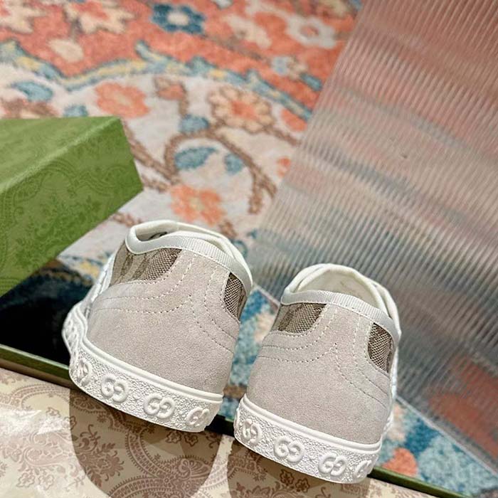 G*u*i unisex gg canvas sneaker beige ebony original gg canvas lace up flat