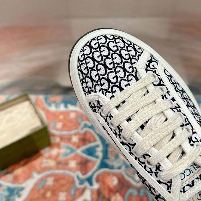 G*u*i unisex gg sneaker ivory black gg canvas jacquard low heel