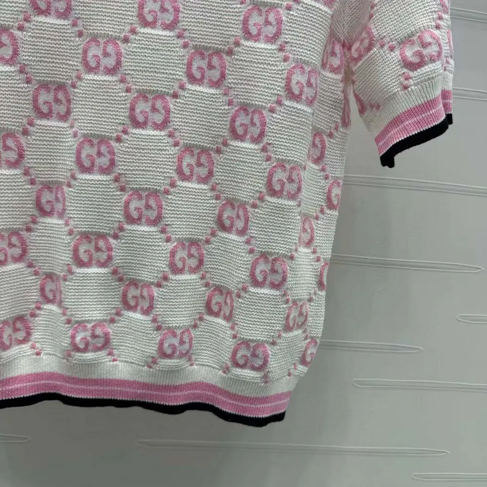 G*u*i women cotton crewneck top with gg intarsia 788766xkd1r9487