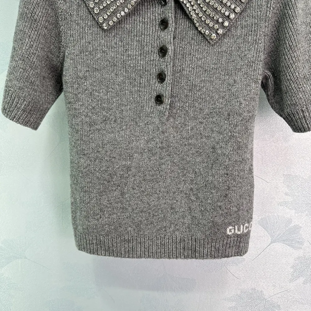 G*u*i women rib wool polo top 803889xkefg1189