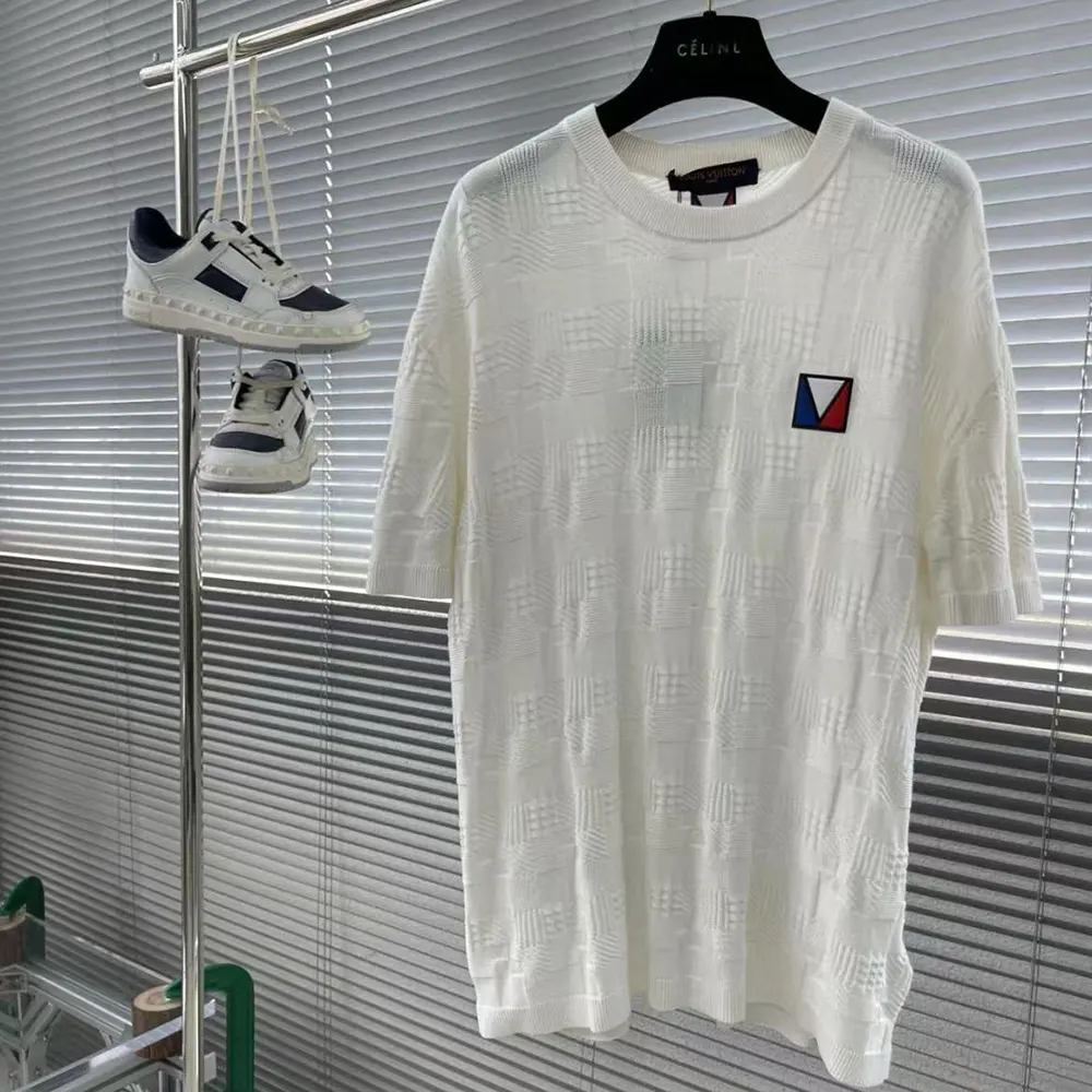 Louis Vuitton Men Damier Jacquard Short-Sleeved Cotton Crewneck 1AFVRT