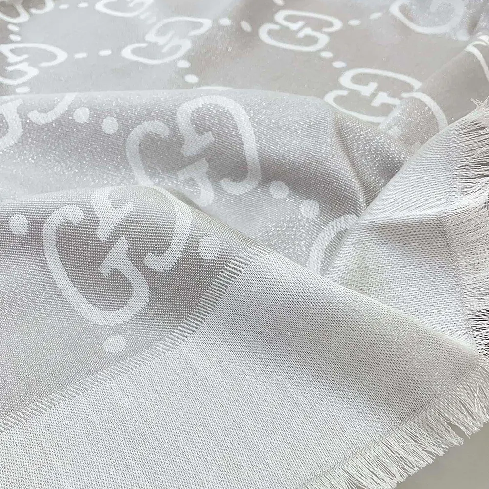 G*u*i unisex gg jacquard silk wool shawl-white 6636713gc439000