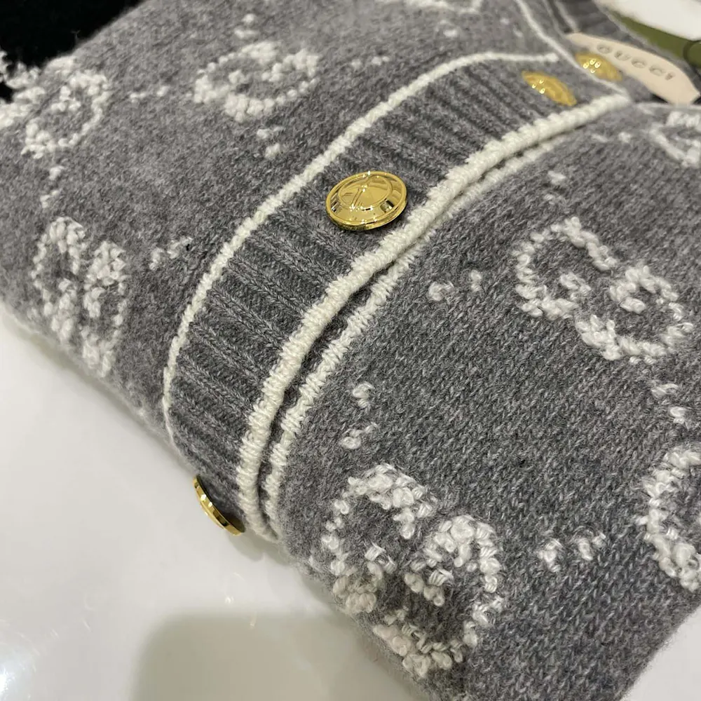 G*u*i men gg wool boucle jacquard cardigan 713300xkcna1130