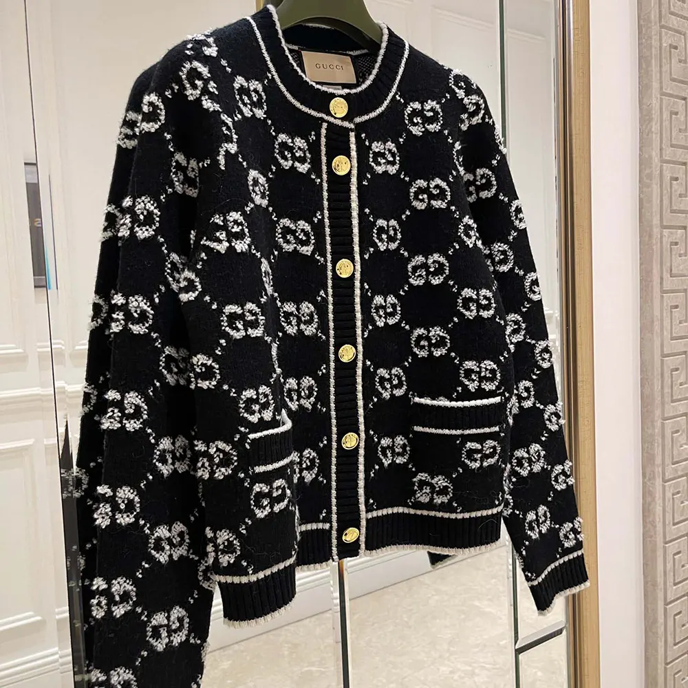 G*u*i women gg wool boucle jacquard cardigan 713300xkcna1289