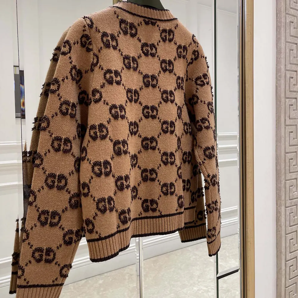 G*u*i men gg wool boucle jacquard cardigan 713300xkcna2668