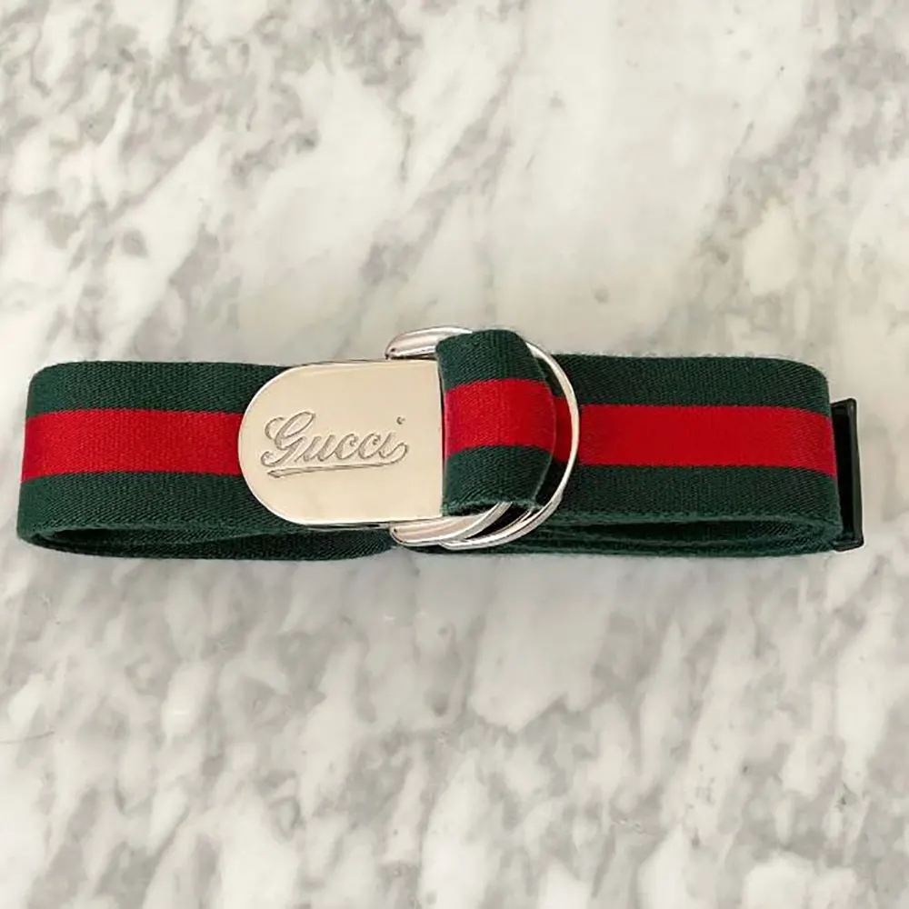 G*u*i unisex web wide belt with G*u*i script buckle 787895haagv8479