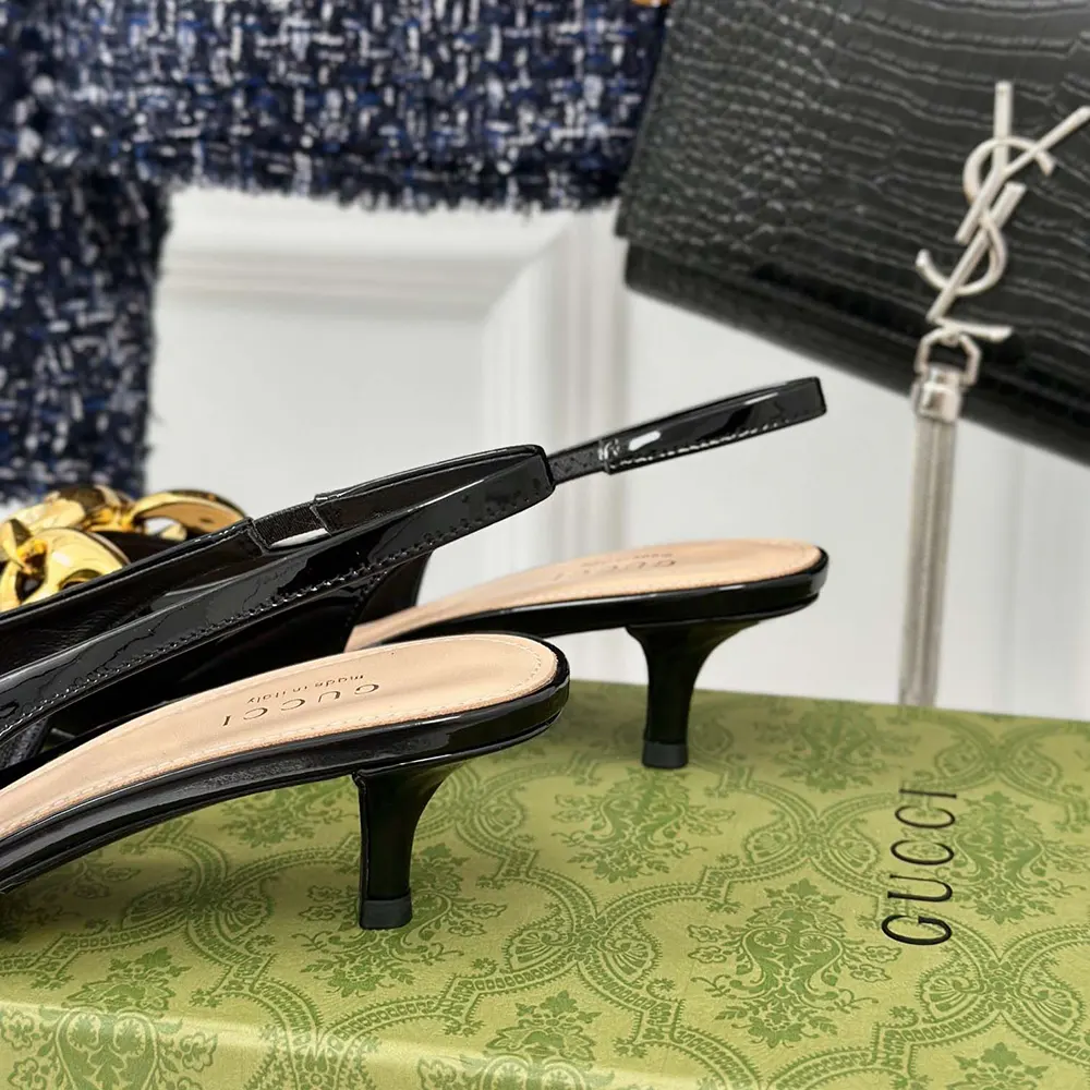G*u*i women slingback with G*u*i marina chain 794372bnc801000