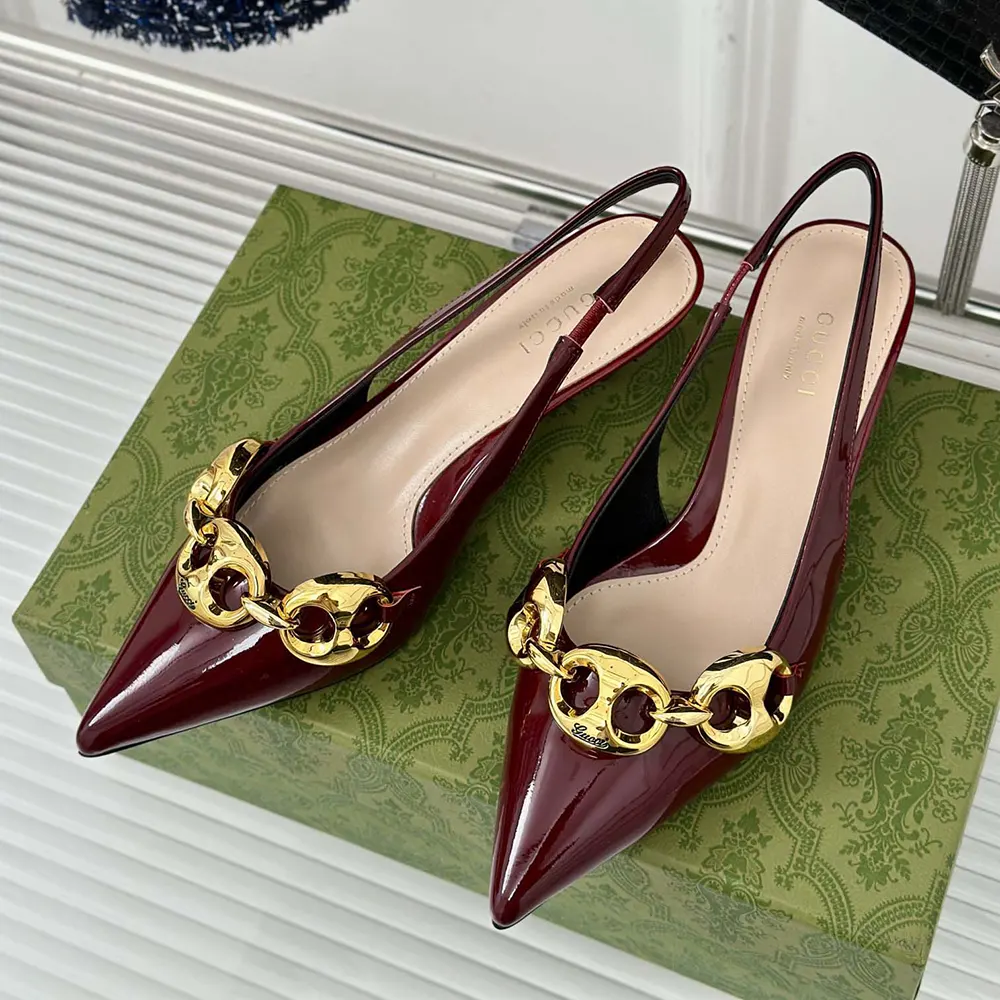G*u*i women slingback with G*u*i marina chain 794372bnc806207